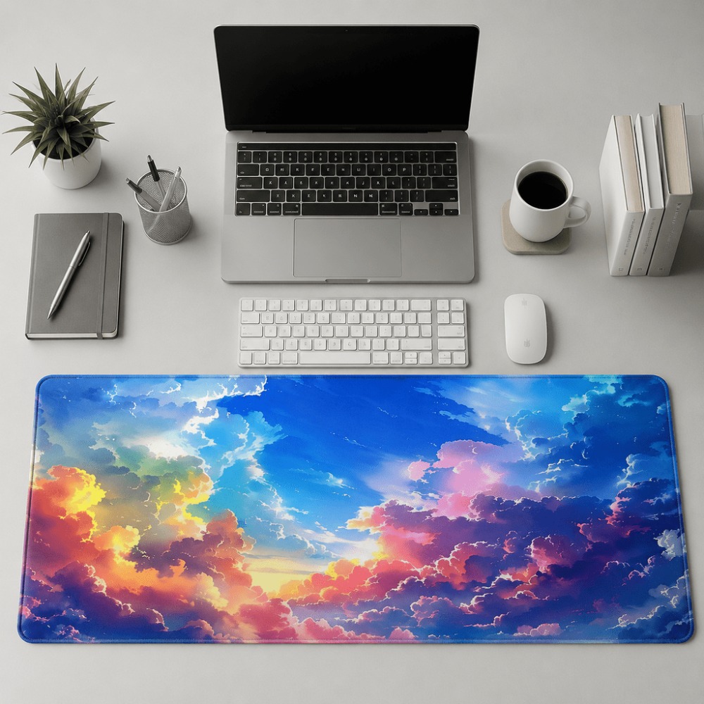 Laptop Accessories Officeworks - ภาพพิมพ์ท้องฟ้าเมฆสีสันสดใส เหมาะสำหรับแผ่นรองคีย์บอร์ดและเมาส์ในสำนักงาน รวมถึงอุปกรณ์เสริมสำหรับพื้นที่ทำงานของแล็ปท็อป