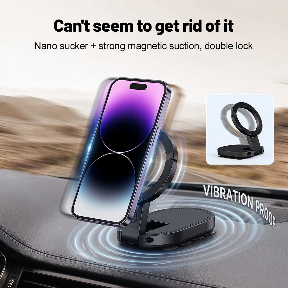 Laptop Office Accessories - 360 ° ที่วางโทรศัพท์แม่เหล็กแบบหมุนได้ 3-in-1 พร้อมถ้วยดูด ปรับมุมได้หลายทิศทาง
