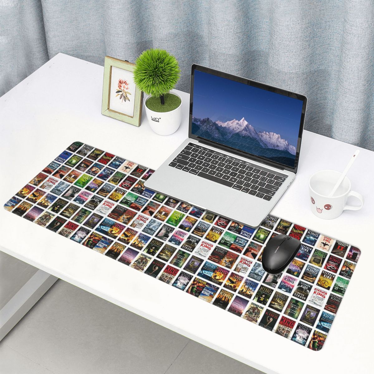 Laptop Accessories Officeworks - แผ่นรองเมาส์ขนาดใหญ่ ลายผลงานครบชุดของสตีเฟน คิง สำหรับเกมเมอร์ แผ่นรองคอมพิวเตอร์ แล็ปท็อป