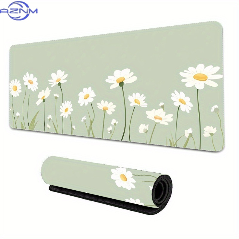 Laptop Accessories Officeworks - แผ่นรองเมาส์ลายดอกไม้สีเขียวขนาดใหญ่สำหรับคีย์บอร์ดและคอมพิวเตอร์พีซี แล็ปท็อป ฐานยางกันลื่น ใช้สำหรับเล่นเกม ทำงานในออฟฟิศ อุปกรณ์เสริมคอมพิวเตอร์สำหรับการทำงาน